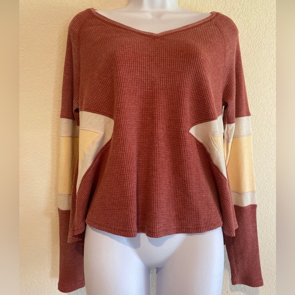 We The Free Tops - We The Free By Free People Ribbed Thermo Oversized Henley Blouse TP + XS